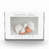 Dusty Blue Script Photo Baptisme Photo Block Fotoblokken (Voorkant)
