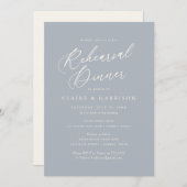 Dusty Blue Script Rehearsal Dinner Invitation Kaart (Voorkant / Achterkant)