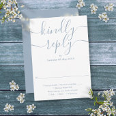 Dusty Blue Script String Lights Bruiloft RSVP Kaartje