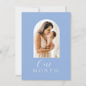 Dusty Blue Script Text Boy Maandelijkse mijlestone Kaart (Voorkant)