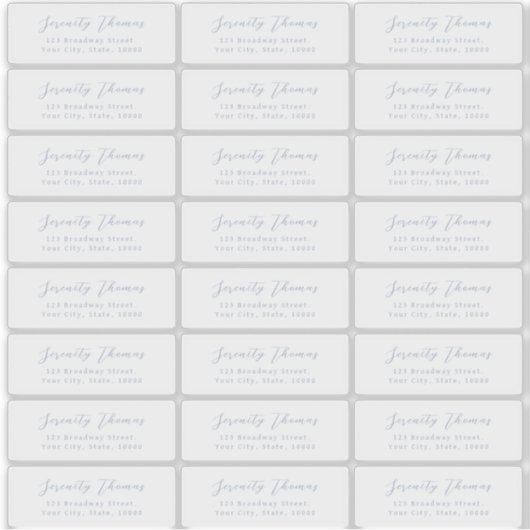 Dusty Blue script transparant retouradres label (Voorkant)