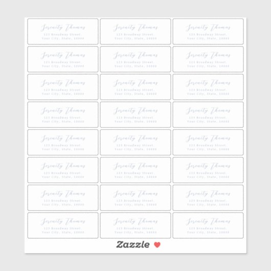 Dusty Blue script transparant retouradres label (Vel)