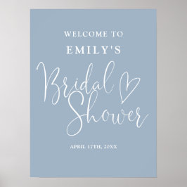 Dusty Blue Script Vrijgezellenfeest Welkomstbord Poster