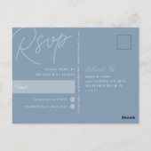Dusty Blue | Script Watermerk RSVP Briefkaart (Achterkant)