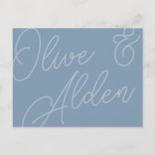 Dusty Blue | Script Watermerk RSVP Briefkaart (Voorkant)