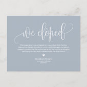 Dusty Blue  Script Wedding Elopement Aankondigingskaart (Voorkant)