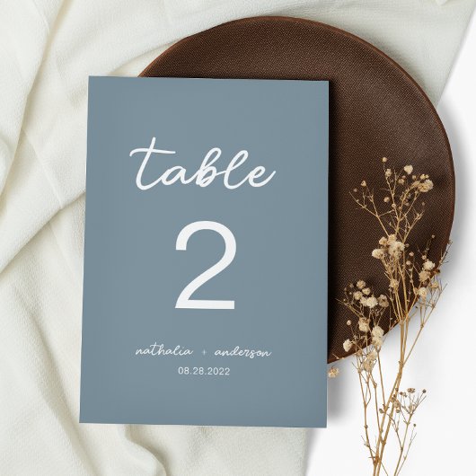 Dusty Blue Script Wedding Kaart
