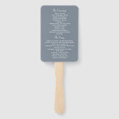 Dusty Blue Script Wedding Program Hand Fan Handwaaier (Achterkant)