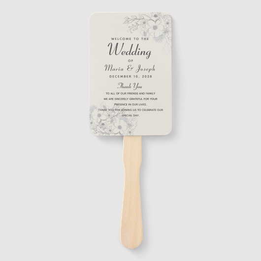 Dusty Blue Script Wedding Program Hand Fan Handwaaier (Voorkant)