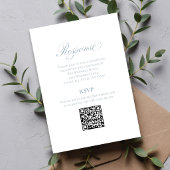Dusty Blue Script Wedding RSVP QR Code Enclosure Informatiekaartje