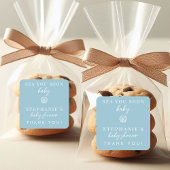 Dusty Blue Sea You Soon Thank You Baby Shower Vierkante Sticker