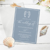 Dusty Blue Seahorse Coastal Beach Script Weddensch Kaart