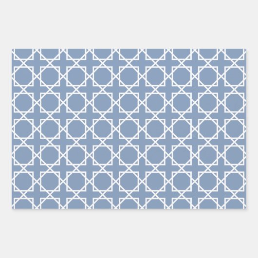 Dusty Blue Seamless Geometric Pattern Inpakpapier Vel (Voorkant 2)