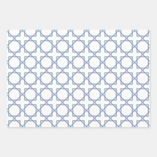 Dusty Blue Seamless Geometric Pattern Inpakpapier Vel (Voorkant)