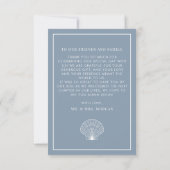 Dusty Blue Seashell Beach Bruiloft Elegant Bedankkaart (Achterkant)