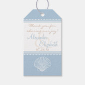 Dusty Blue Seashell bruiloft gast gunst dank u- Cadeaulabel (Voorkant)