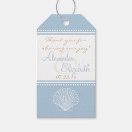 Dusty Blue Seashell bruiloft gast gunst dank u- Cadeaulabel