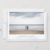 Dusty Blue Seashell White Orchid Beach met foto Save The Date (Achterkant)