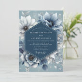 Dusty Blue Serene Anemone Wedding Kaart (Staand voorkant)