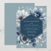 Dusty Blue Serene Anemone Wedding Kaart (Voorkant / Achterkant)