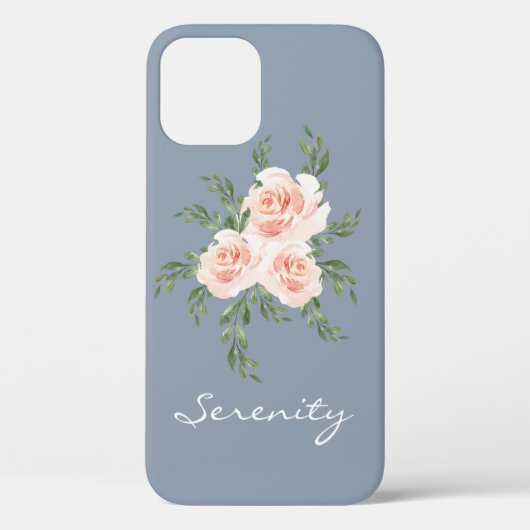 Dusty Blue Serenity Romantic Waterverf Typografie Case-Mate iPhone Case (Achterkant)