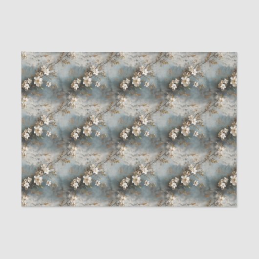 Dusty Blue Shabby Floral Design Decoupage papier (Voorkant)