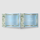 Dusty Blue Shimmering Floral Wedding Gastenboek (Volledig)