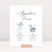 Dusty Blue Signature Drinks Wedding Reclamebord Met Voetstuk