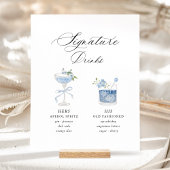 Dusty Blue Signature Drinks Wedding Reclamebord Met Voetstuk