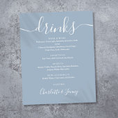 Dusty Blue Signature Script Drinken Menu Sign Poster
