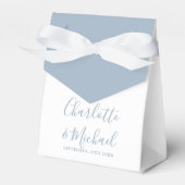 Dusty Blue Signature Script Elegant Wedding Bedankdoosjes (Voorkant Zijde)