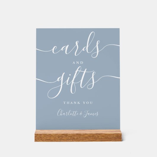 Dusty Blue Signature Script-Kaarten en -cadeaus Acryl Bord (Voorkant)