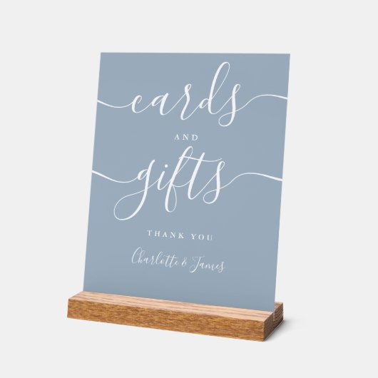 Dusty Blue Signature Script-Kaarten en -cadeaus Acryl Bord (Hoek)