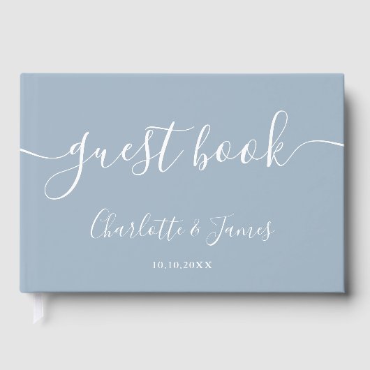 Dusty Blue Signature Script Weddenschap Gastenboek (Voorkant)
