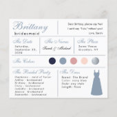 Dusty Blue Silver Bridesmaid Information Kaart (Voorkant)