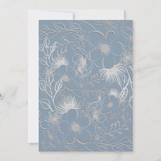 Dusty Blue Silver bruiloft receptie Kaart (Achterkant)