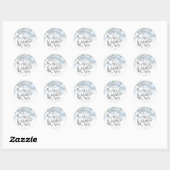 Dusty Blue Silver Butterfly Quinceanera Ronde Sticker (Vel)