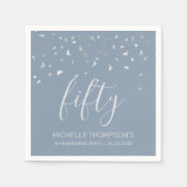 Dusty Blue Silver Confetti 50e verjaardag Servet (Voorkant)