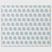 Dusty Blue Silver Elegant Flowers Cadeaupapier (Vlak)