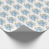 Dusty Blue Silver Elegant Flowers Cadeaupapier (Hoek)