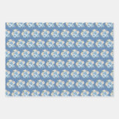 Dusty Blue Silver Elegant Flowers Inpakpapier Vel (Voorkant 3)