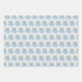Dusty Blue Silver Elegant Flowers Inpakpapier Vel (Voorkant 2)