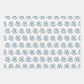 Dusty Blue Silver Elegant Flowers Inpakpapier Vel (Voorkant)