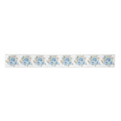Dusty Blue Silver Elegant Flowers Satijnen Lint (Voorkant)