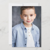 Dusty Blue Silver First Heilige Communfoto Kaart (Achterkant)