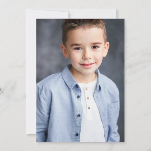 Dusty Blue Silver First Heilige Communfoto Kaart (Achterkant)