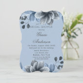 Dusty Blue Silver Floral Bridal Shower Kaart (Staand voorkant)