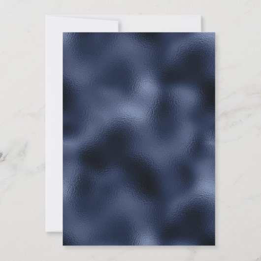 Dusty Blue Silver Floral Navy Folie Save the Date (Achterkant)