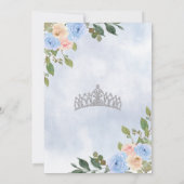 Dusty Blue Silver Floral Prinses Quinceañera Kaart (Achterkant)