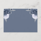 Dusty Blue Silver Floral Script Wedding RSVP Informatiekaartje (Achterkant)